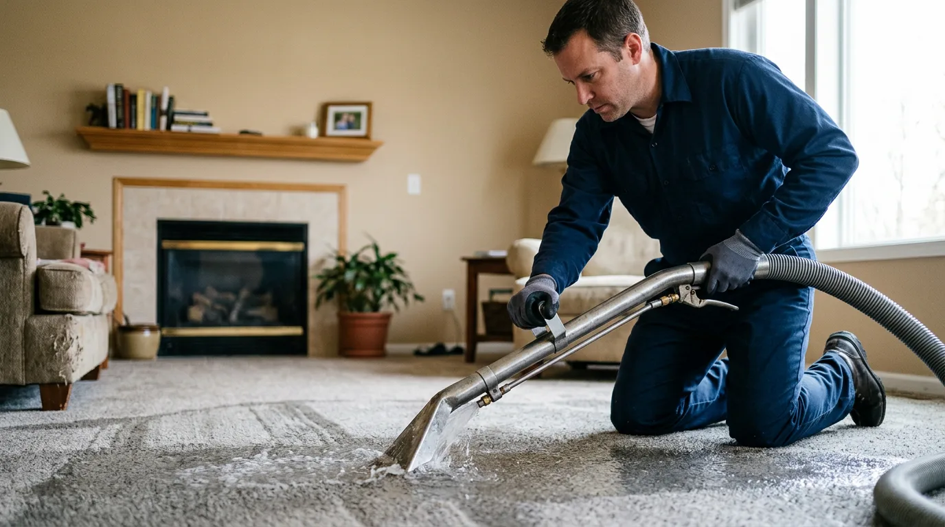 Water damage restoration technician working near Bridgeport, WV